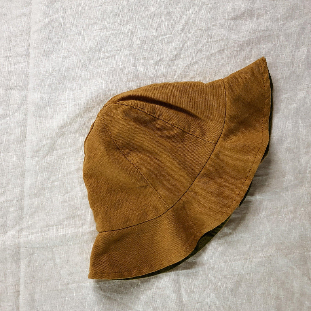 Here Comes The Sun Reversible Hat - Linen/Cotton Blend - littleclothingco