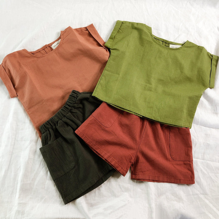 Boxy Button Back Top - Linen - littleclothingco