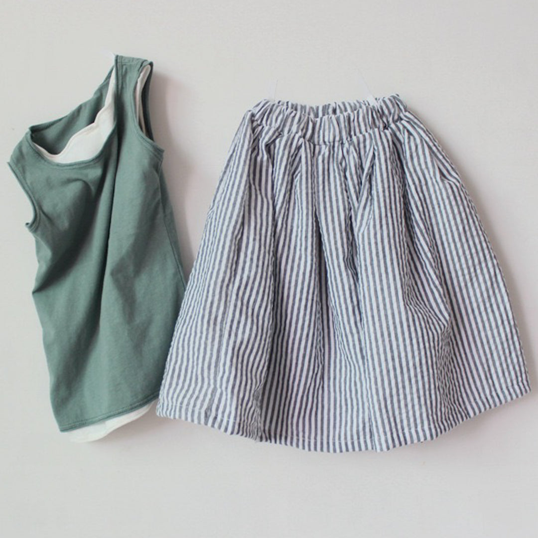 Lightweight & Flowy Summer Stripe Culotte 3/4 Pants - 100% Cotton Seersucker