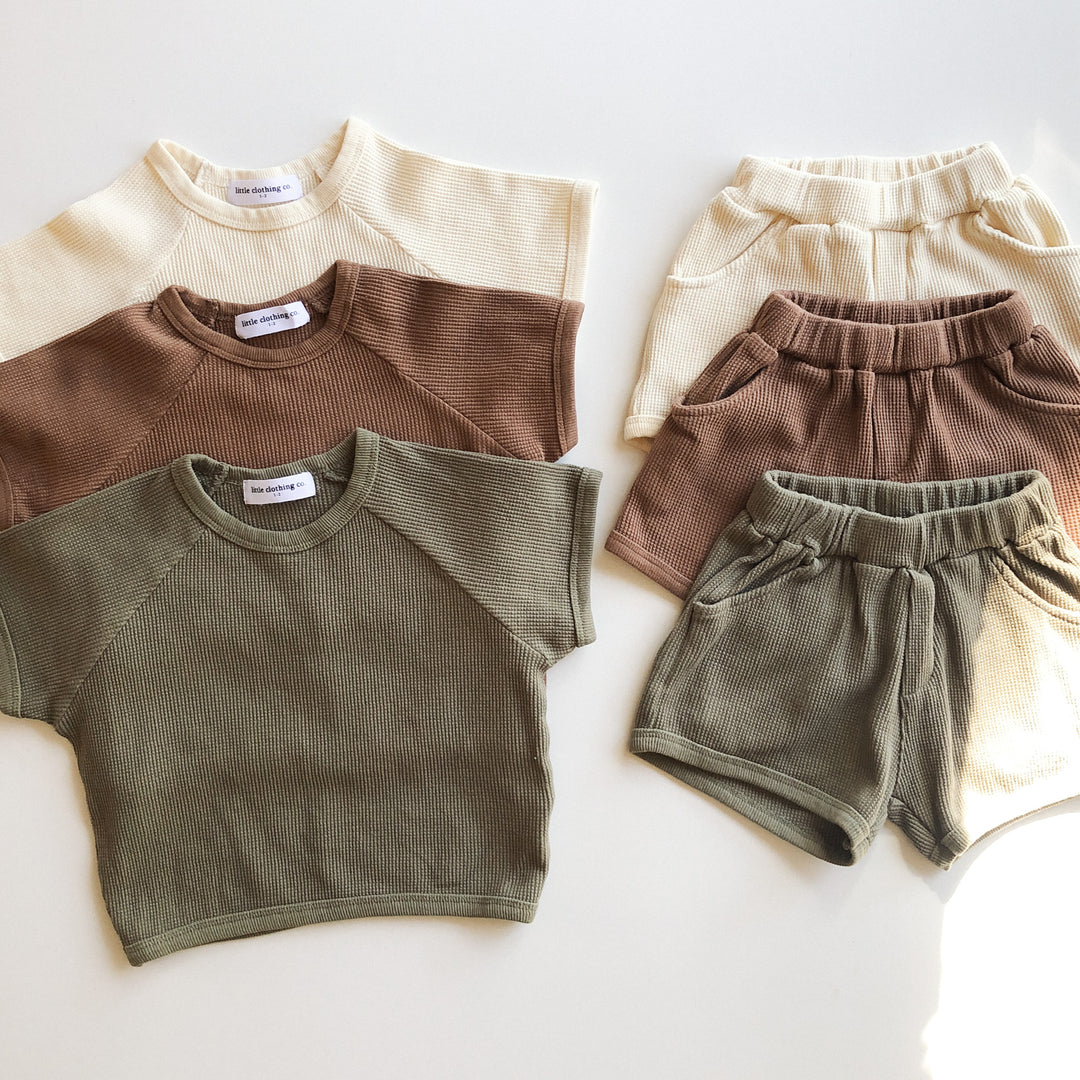 Waffle Top & Shorts Set - 100% Cotton -Now in Four Colourways!