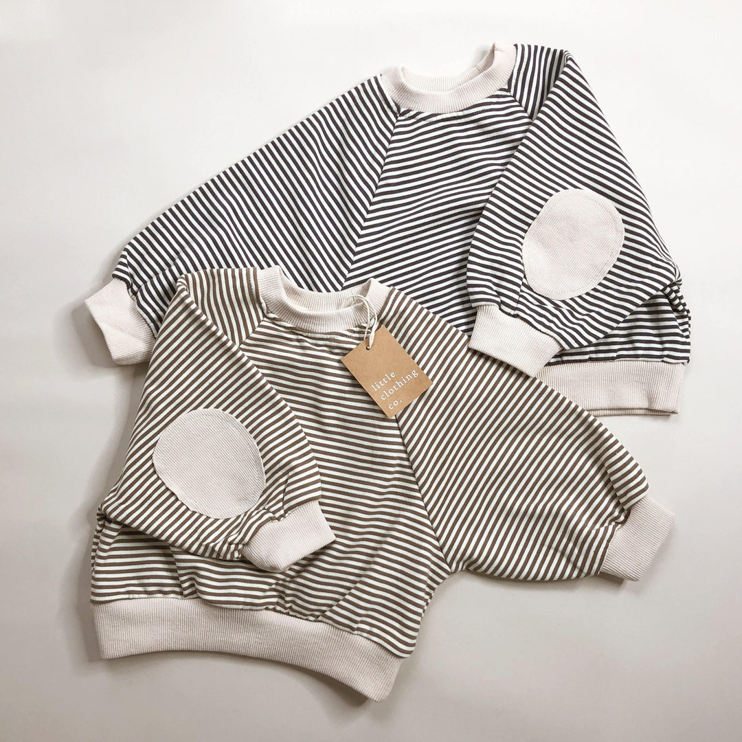 Stripe Lounge Jumper with Elbow Patches - littleclothingco